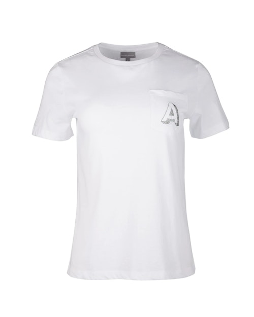 Oliver Bonas Embroidered Alphabet Initial White Cotton T-Shirt