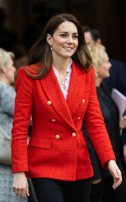 Kate Middleton wearing a high street blazer from Zara Kate Middleton wearing a high street blazer from Zara