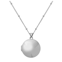 Moon & Back Sterling Silver Round Locket Beaded Chain