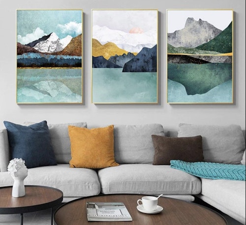 Scandinavian Mountain Landscape Wall Art