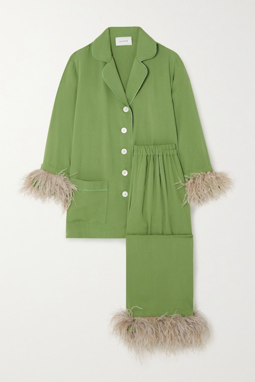 Best Womens pyjamas Sleeper, Party Feather-Trimmed Crepe De Chine Pajama Set, £265