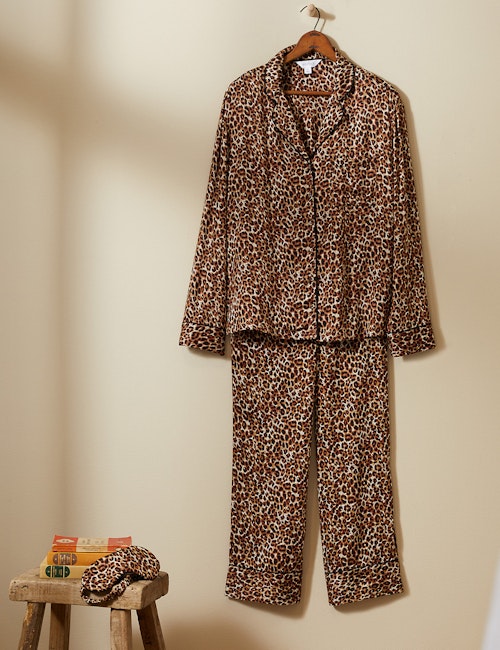 Best Womens pyjamas M&S, Leopard Print Pyjama Set with Eye Mask, £35