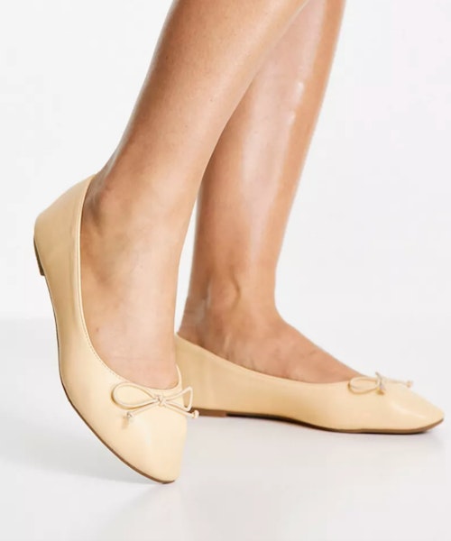 Truffle Collection Wide Fit Easy Ballet in Yellow