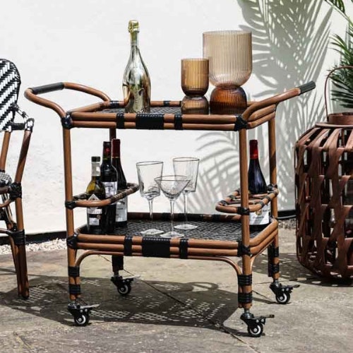 Alfresco Rattan Outdoor Bar Drinks Trolley