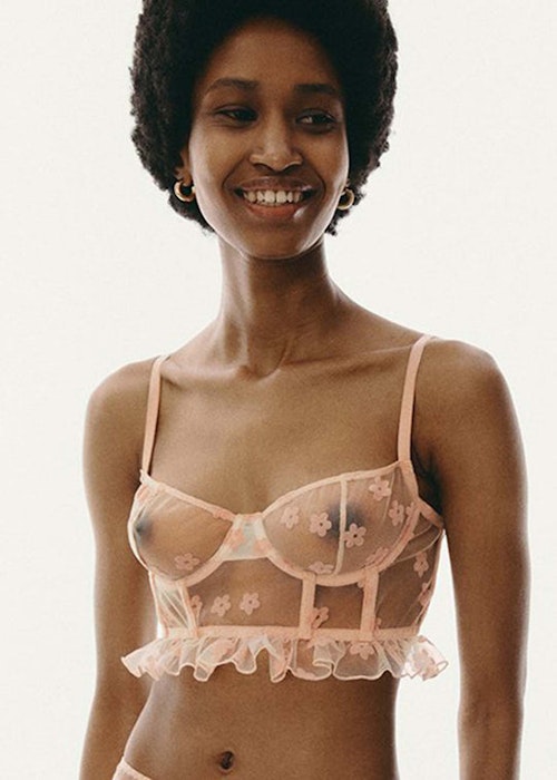 Le Petit Trou, Dahlia Corset Bra in Pink, £95