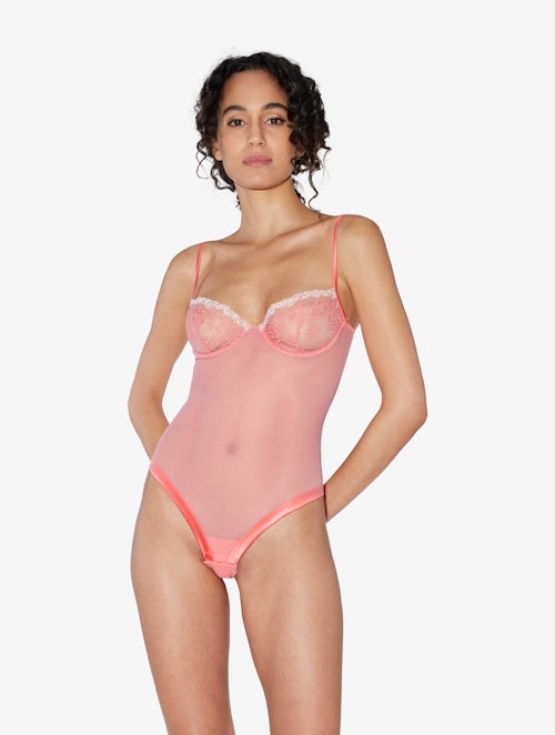 La Perla, Bodysuit in hibiscus embroidered tulle, £220
