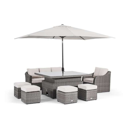 Classic Rattan 8 Seater Garden Sofa Set with Table and Parasol