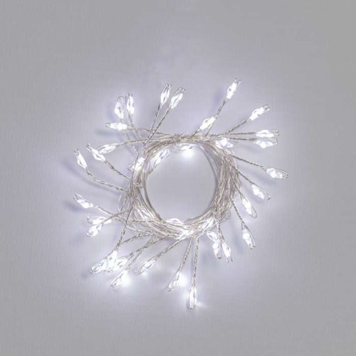40 White LED Battery Operated Dewdrop Cluster Fairy Lights
