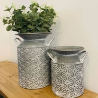 Rustic Planter with Embossed Daisy Design