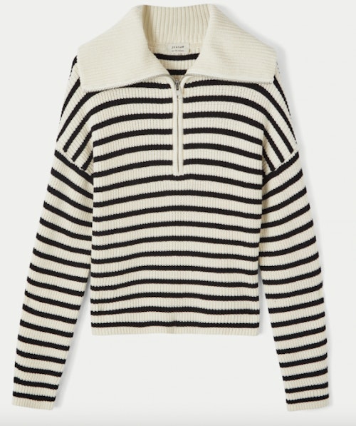 Jigsaw, Zip Collar Stripe Jumper, WAS £185 NOW £92