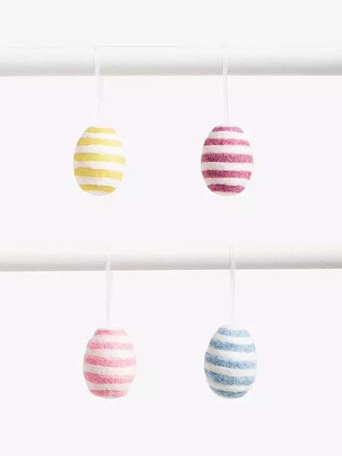 John Lewis & Partners, Striped Felt Egg Decorations Pack of 4, £10