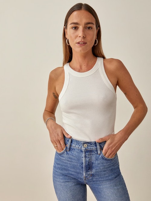 Kendall Jenner Outfits Reformation, White Tank Top, £40