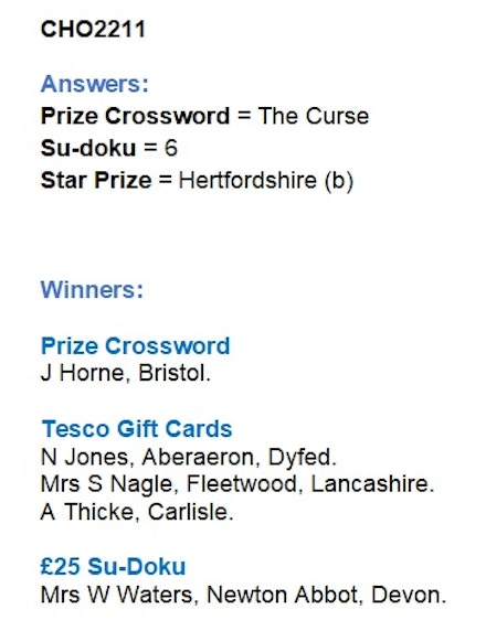 Issue 11 Answers & Winners Issue 11 Answers & Winners