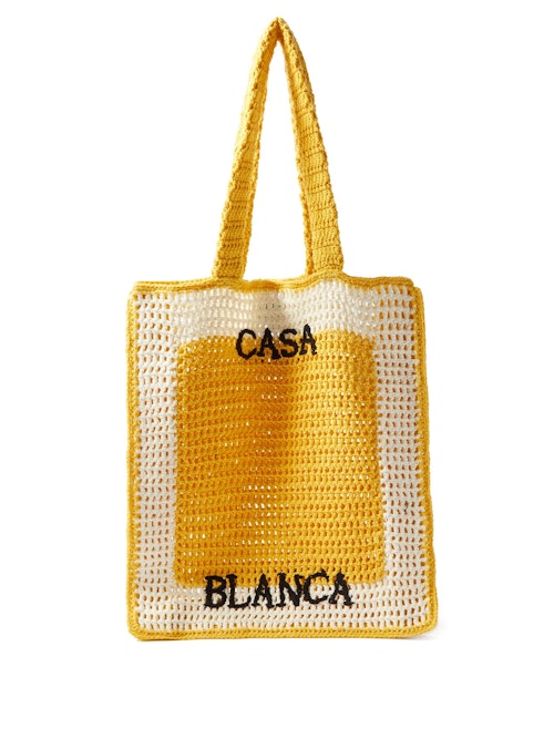 weekend edit Casablanca, Yellow Logo Embroidered Crochet Tote, £290