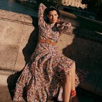Tiered Maxi Dress - Cherry Red, Paintbox Ditsy