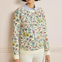 Cotton Sweatshirt Ivory, Tropic Florals