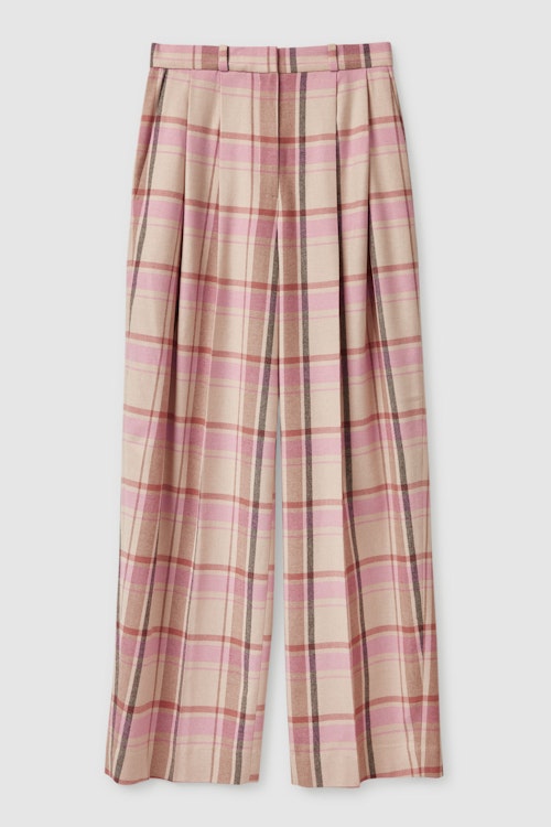 COS, Pleated Wide-Leg Checked Trousers, £99
