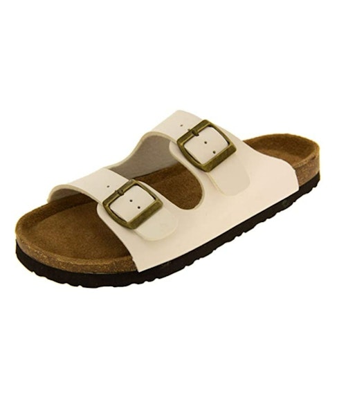 Coolers Womens Faux Leather Buckle Strap Mule