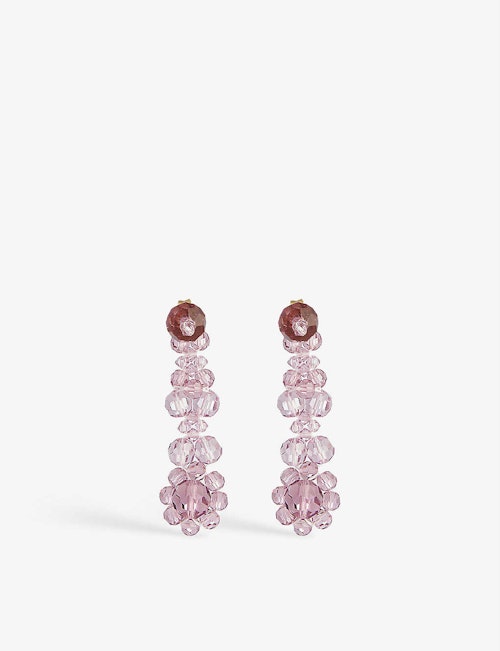 best earrings Simone Rocha, Crystal Embellished Floral Earrings, £175