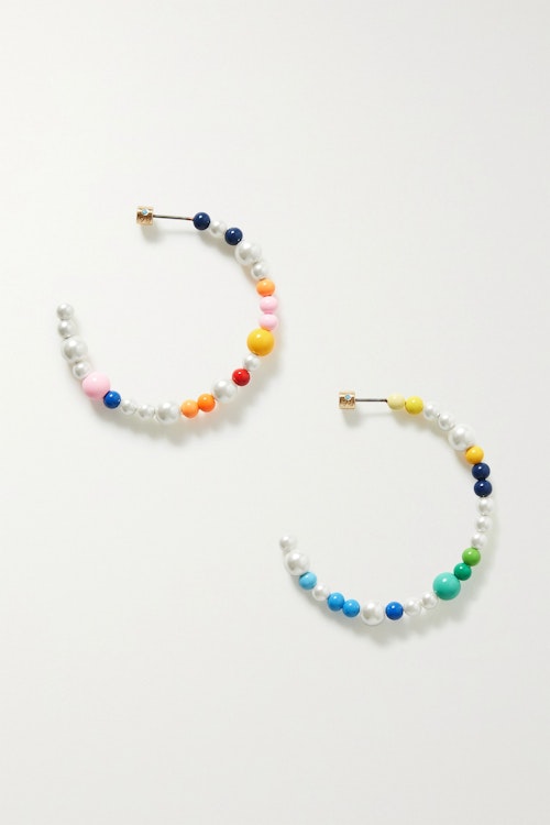 best earrings Roxanne Assoulin, Faux Pearl Enamel Beaded Hoop Earrings, £75