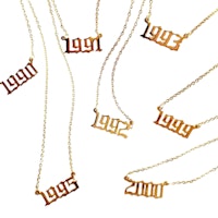 A picture of the Amazon Birth Year Pendant Necklaces.