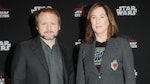 Rian Johnson and Kathleen Kennedy