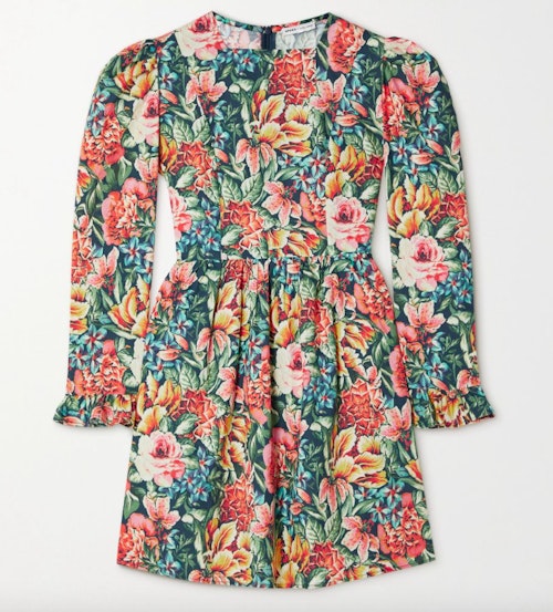 Gathered Floral-Print Cotton-Poplin Mini Dress, £122
