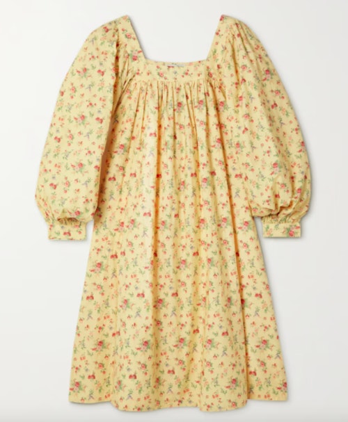 Beaumaris Gathered Floral-Print Cotton-Poplin Dress, £144