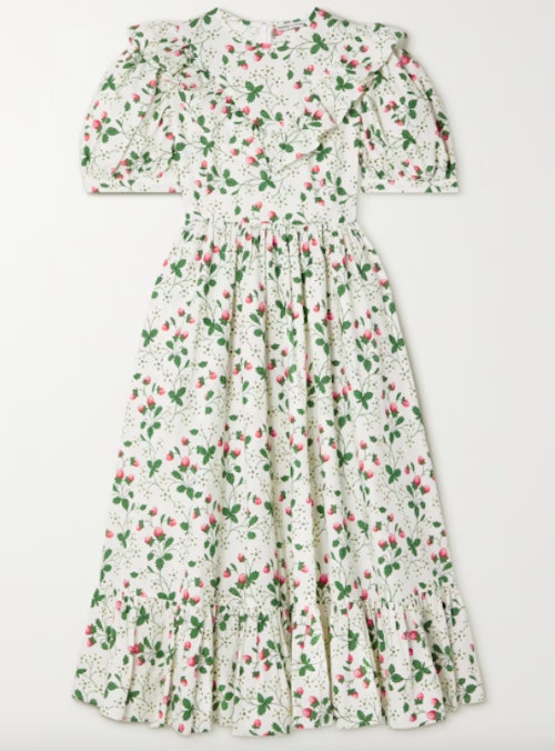 May Ruffled Floral-Print Cotton-Poplin Midi Dress, £194