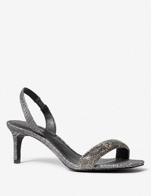 Michael Kors Mila Embellished Glitter Chain-Mesh Sandal