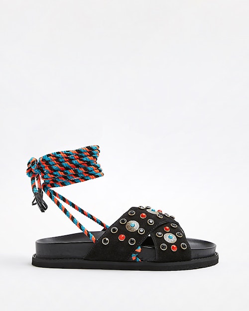 river island best buys Black Studded Sandals, £55