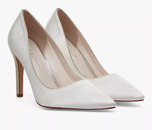 Rainbow Club Kiki Fine Shimmer Satin Court Shoes, Ivory