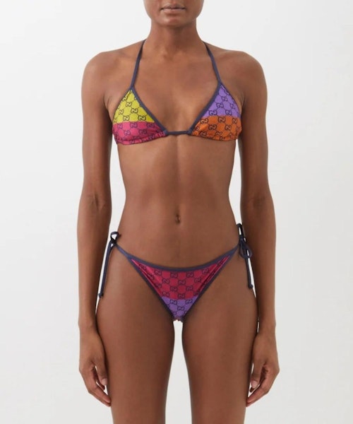 GUCCI GG-Jacquard Metallic Triangle Bikini, £350