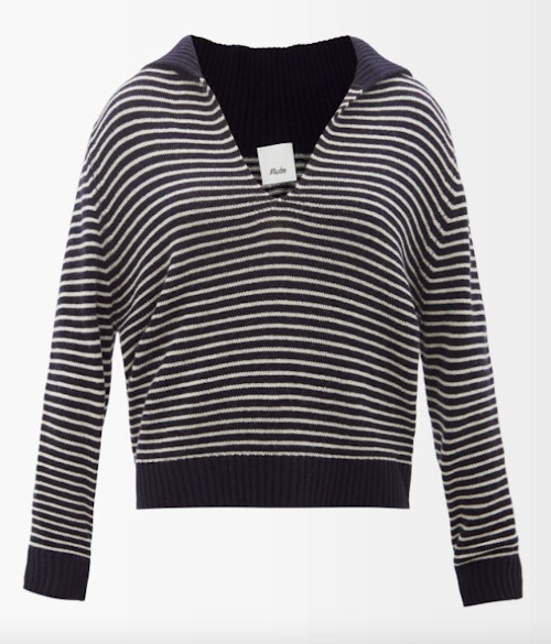 Allude, Open-Neck Ribbed Wool-Blend Sweater, WAS £275 NOW £137