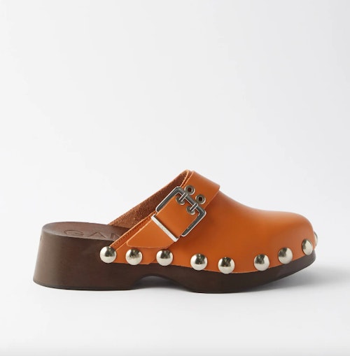 Ganni, Studded Leather Clogs, WAS £295 NOW £147
