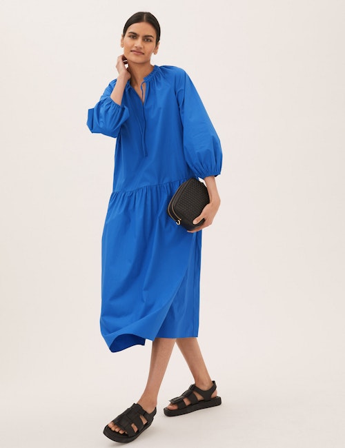 jubilee dresses M&S Collection, Pure Cotton Tie Neck Midi Tiered Dress, £39.50