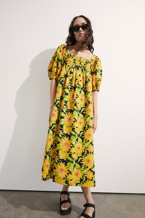 jubilee dresses Warehouse, Floral Smocked Square Neck Midi Dress, £63.20