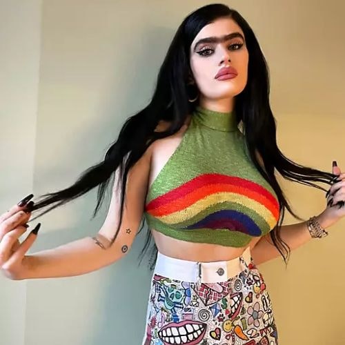 Labelrail x Sophia Hadjipanteli rainbow knit halter crop top in multi