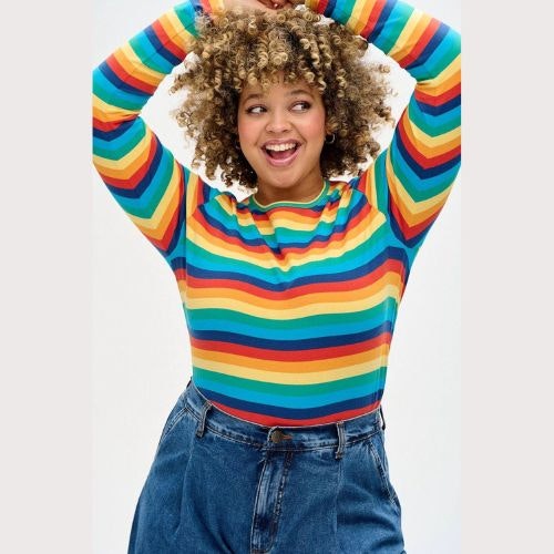 Lucy & Yak Tops Rey Long Sleeve Tee: ORGANIC COTTON - Rainbow (New Fit)