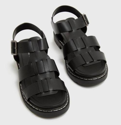 Black Caged Chunky Sandals