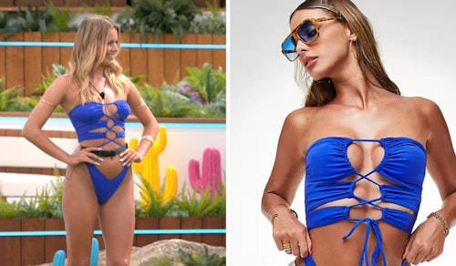Tasha Ghouri's Blue Ruched Bikini