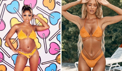 Indiyah Polack's Orange Suede Bikini