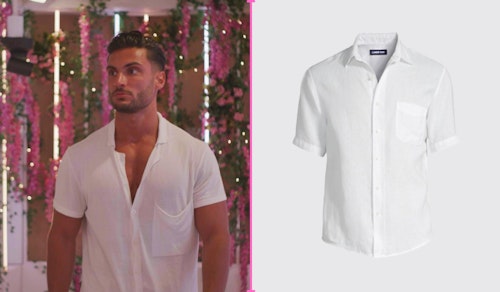 Love Island Davide's White Linen Shirt (Bombshell Entrance)