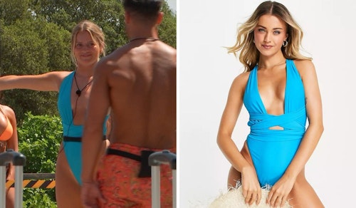 Tasha Ghouri's Blue Wrap Swimsuit