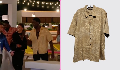 Love Island Ikenna's Gold Patterned Shirt (Week Two)