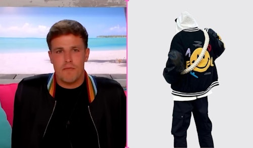 Love Island Luca's Smiley Face Rainbow Collar Bomber Jacket (Week Two)