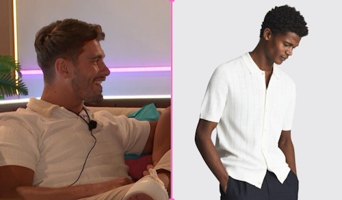Love Island Jacques' White Textured Polo Shirt (Week Three)