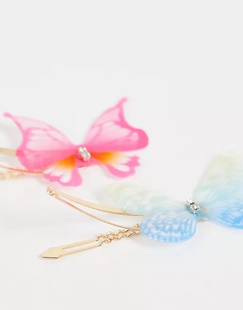 ASOS DESIGN Pack of 2 Hair Clips with Butterfly Detail