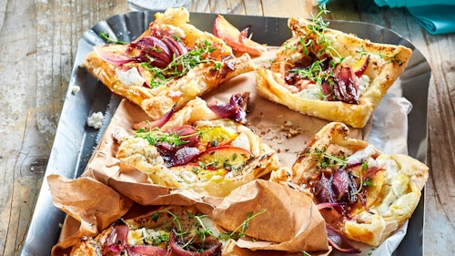 Mini goat’s cheese & nectarine tarts