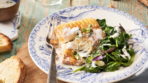 Poached smoked haddock